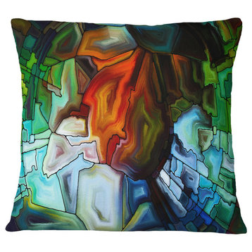 Abstract Stained Glass Design Abstract Throw Pillow, 16"x16"