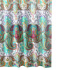 Benzara BM293471 Shower Curtain, Microfiber Fabric, Blue and Red Paisleys Print