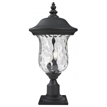 Black Armstrong 2 Light Outdoor Pier Mount Light With Clear Water Glass Shade