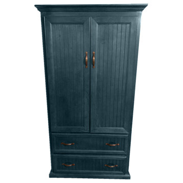 Extra Wide Coastal Pantry With lower drawers, Smokey Blue