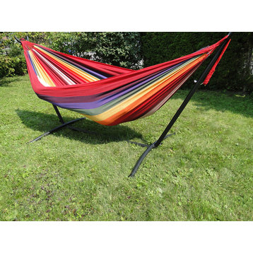 Brazilian Double Hammock with Universal Stand, Hot Colors