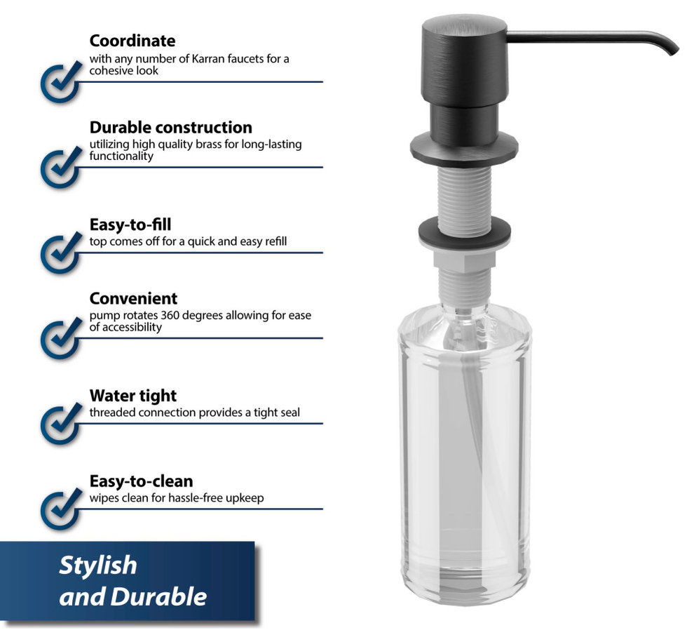 Karran SD25 Kitchen Soap/Lotion Dispenser, Gunmetal Grey