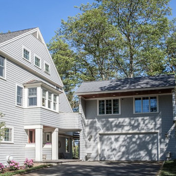 Exterior Renovation with Garage Addition and Architectural Details – North Shore