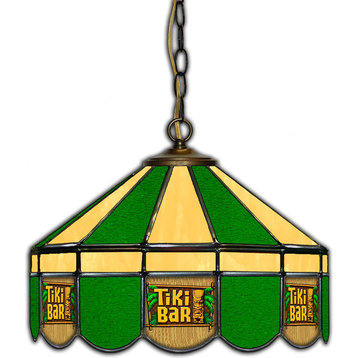 Tiki Bar Stained Glass 16" Swag Lamp