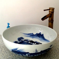 Hand painted china landscaping art wash basin - Bath Products