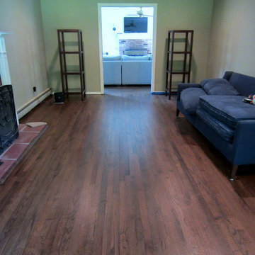 COLD SPRING HARBOR - NEW INSTALL + SAND OLD FLOOR: RED OAK W JACOBEAN & TRAFFIC