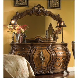 AICO Furniture - Palais Royale Triple Dresser and Mirror Set in Rococo Cognac - - Bedroom Products