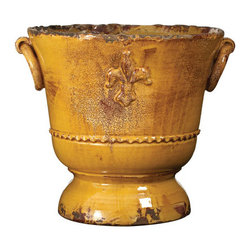 Vietri Rustic Garden Medium Amber Giglio Planter - Indoor Pots And Planters
