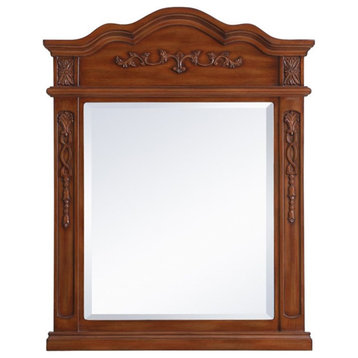 Elegant Decor Danville 36" x 28" Wood Bathroom Mirror in Distressed Brown