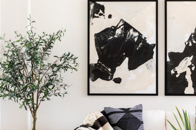Example of a transitional living room design in Phoenix
