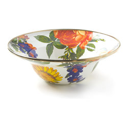 Flower Market Enamel Breakfast Bowl - White | MacKenzie-Childs - Dining Bowls
