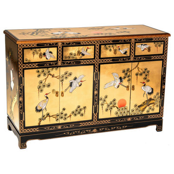 Gold Lacquer Sideboard Cranes