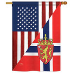 Breeze Decor - US Norway Friendship Flags of the World, Everyday Vertical House Flag 28"x40" - US Friendship House Flag
