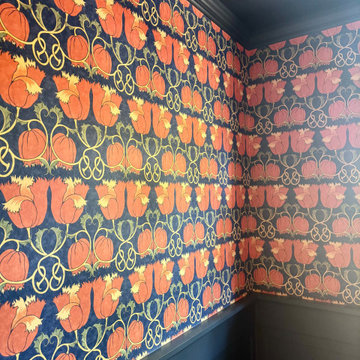 CFA Voysey Wallpaper Installation-Powder room-