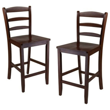 Ergode Benjamin Ladder-back Counter Stools, 2-Pc Set, Walnut