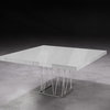 Clarges Dining Table, White Lacquer on Stainless