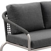 Benzara BM287758 Outdoor Sofa Gray Fade Resistant Upholstery, Silver Aluminum