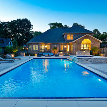 Prospect Heights Outdoor Living Project with Swimming Pool and Hot Tub