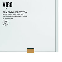 VIGO Elan 60" to 64" W x 74" H Frameless Sliding Shower Door, Matte Gold, Clear Glass