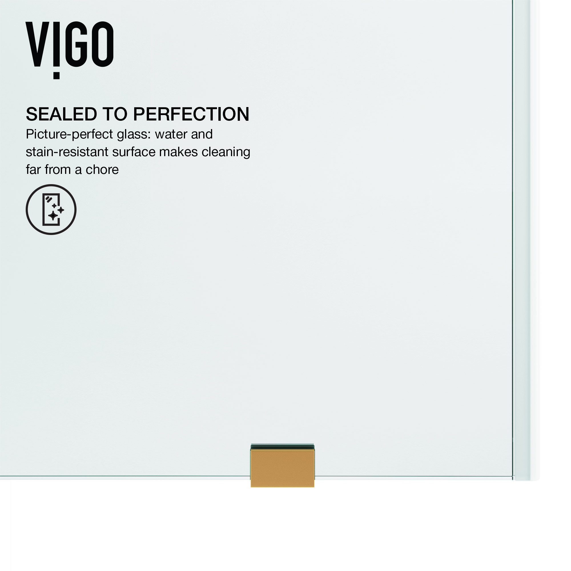 VIGO Elan 60" to 64" W x 74" H Frameless Sliding Shower Door, Matte Gold, Clear Glass