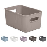 Superio - Superio Ribbed Storage Bin, Plastic Storage Basket, Taupe, 5 L - Organizing your space with these colorful storage bins, from baby clothes to living room extra organization, keep your surroundings neat and tidy. The storage basket comprises thick plastic with a built-in handle with a ribbed design and solid construction, ideal for organizing closet and pantry items.