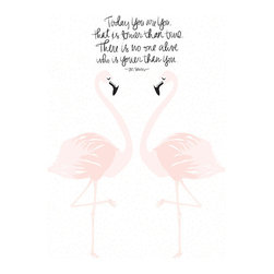 Flamingos on White Art Print - Artwork