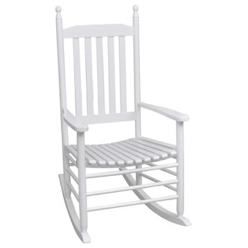 Vidaxl Rocking Chair With Curved Seat White Wood