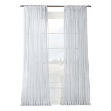 Doublewide Solid White Voile Poly Sheer Curtain Single Panel, 100"x96"