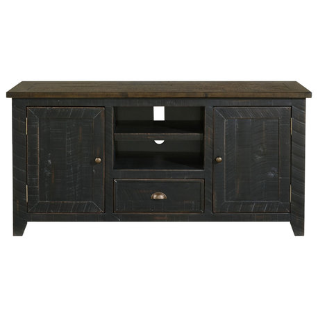 Monterey 60" Monterey TV Stand, Black With Brown Top