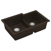 Karran 32" Undermount Large/Small Bowl Quartz Kitchen Sink, Brown