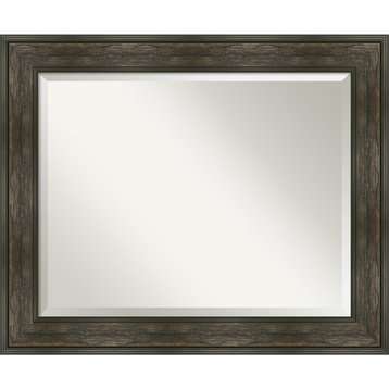 Rail Rustic Char Beveled Bathroom Wall Mirror - 33.75 x 27.75 in.