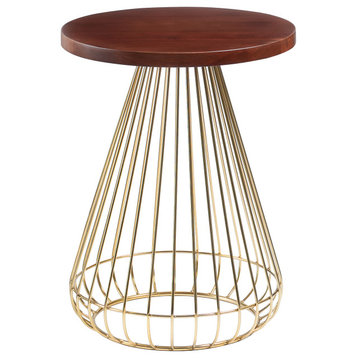 Melody Designer Cage Table, Walnut, Gold