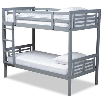 Baxton Studio Liam Modern and Contemporary Grayed Wood Twin Size Bunk Bed