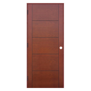 Interior 5 Panel Reversible Handing Pre Hung Door Kit Mahogany