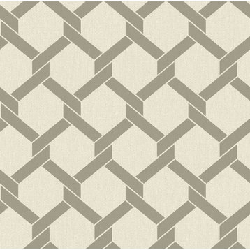 2971-86309 Payton Hexagon Trellis Wallpaper Linked Sharp Twist Grey Off White