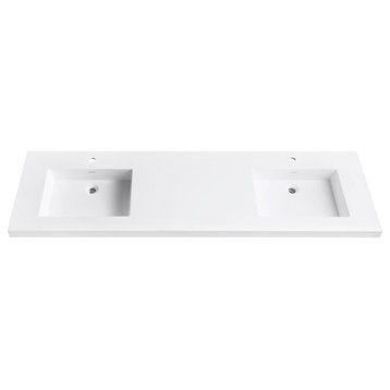 Versastone 73" Solid Surface Vanity Top With Integrated Double Bowl