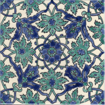 7.87"x7.87" Chiraz Emeraude Ceramic Tile, Set Of 10