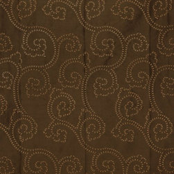 Brown Custom Made Embroidered Dupioni Silk Curtains - Window Treatments