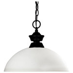 Z-Lite - Z-Lite Shark/Windsor 1-Light Pendant, Matte Black, Matte Opal, 100701MB-DMO14 - This matte black styled pendant is equally at home in the games room as well as anywhere else needing a clean, contemporary touch. Paired sleekly with a dome mottle opal glass shade, this pendant will be a great addition to any room in the house.