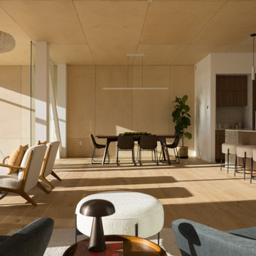 Main level open-plan - Fold House Berkeley Hills new construction