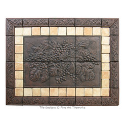 Fine Art Tileworks - Grapes & Leaves mural with surround - Tile