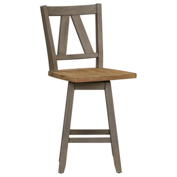 Counter Height Swivel Chair (RTA)-Set of 2 Farmhouse Grey