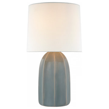 Melanie Large Table Lamp, 1-Light, Sky Gray, Linen Shade, 28"H