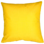 Pillow Decor Ltd. - Pillow Decor - Sunbrella Solid Color Outdoor Pillow, Sunflower Yellow, 20" X 20" - These pillows are made with renowned Sunbrella outdoor fabric. Adds a lush touch to your outdoor decor. Mix and match with other pillows in this series, fantastic stripes & solids in fresh, happy colors! *Pillow dimensions always refer to the pillow cover's width and length while lying flat unstuffed and are rounded up to the nearest whole inch.