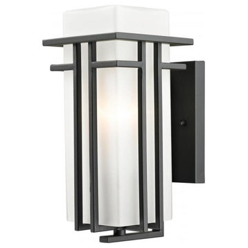 Oiled Bronze Abbey 1 Light Outdoor Wall Sconce With Matte Opal Shade
