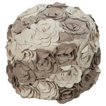 Surya - Surya Felted Floral Light Brown Pouf 14"H X 18"W X 18"D - Our Felted Floral Collection offers an enduring presentation of the modern form that will competently revitalize your decor space. Made with Wool, Polyester/Polyfill, Felt in India. Spot clean only, Manufacturers 30 Day Limited Warranty.
