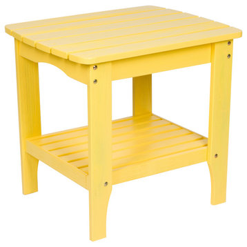Shine Co. Cedar Wood Hydro-Tex Adirondack Square Side Table Lemon Yellow 4113LY