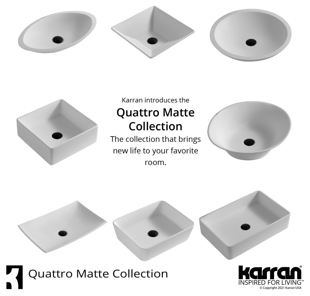 Karran Quattro QM162 Matte White Acrylic 19" Round Bathroom Vessel Sink