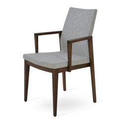 PASHA WOOD ARM WALNUT-SLIVER CAMIRA WOOL - Dining Chairs