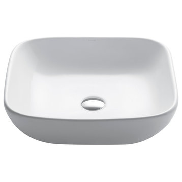 Kraus KCV-127 Elavo 18-1/8" Ceramic Vessel Bathroom Sink - White